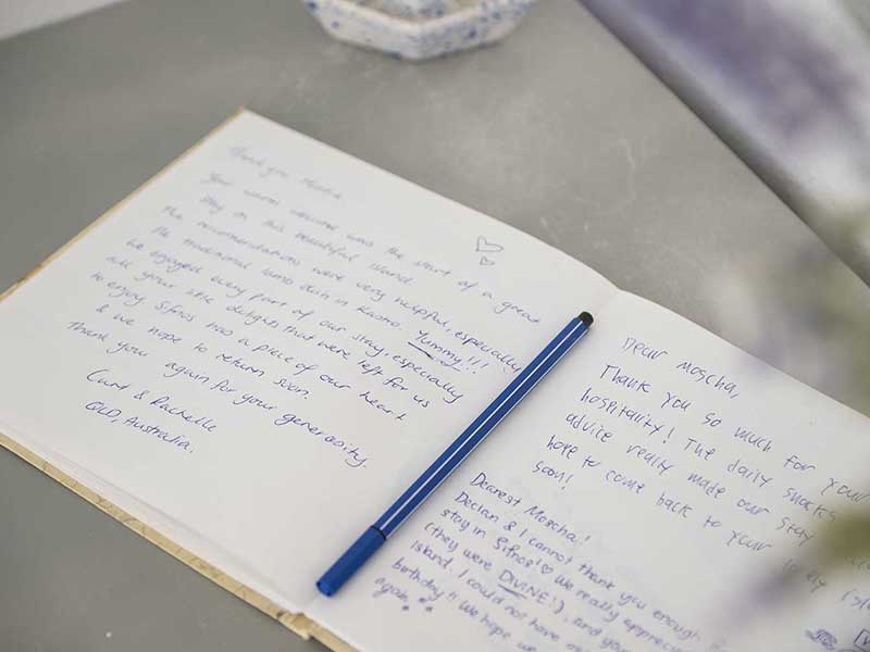 Βιβλίο εντυπώσεων στο Moscha Geronti apartments